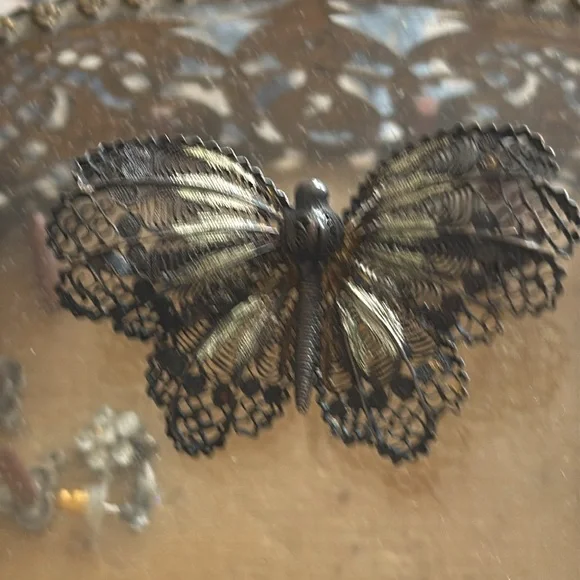 vintage sterling silver butterfly brooch black silver such delicate workmanship - Picture 6 of 8